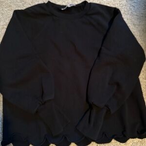 FRAME denim sweatshirt black size XS scalloped edge